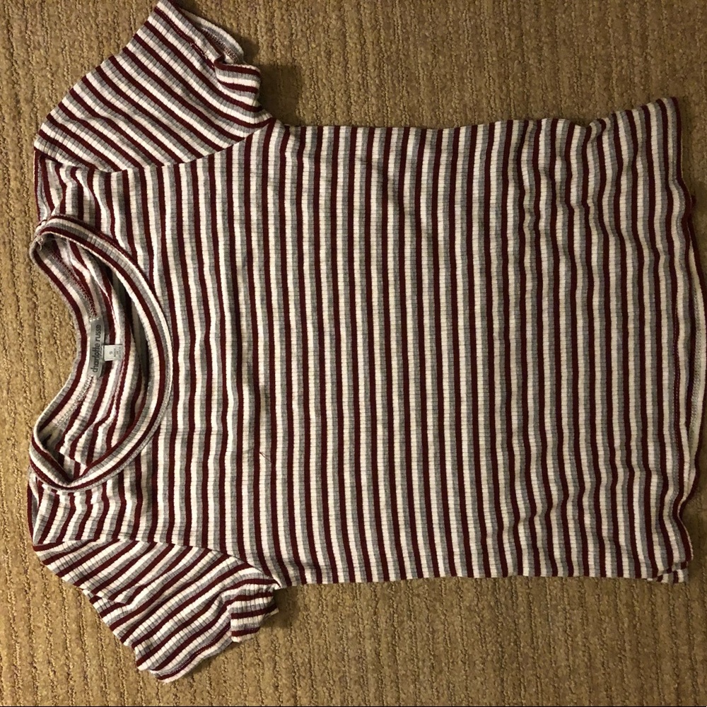 Maroon, Grey, and White striped shirt!